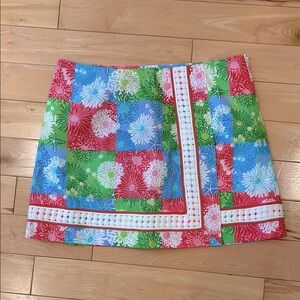 Lilly Pulitzer Colorful Floral Patchwork side zip skort